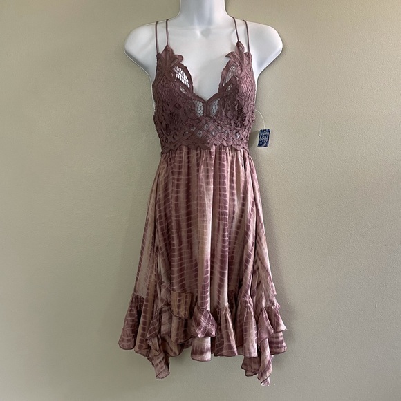 Free People Adella Tie Dye Slip Dress in Plum NWT - Picture 6 of 10
